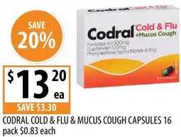 Supabarn Codral cold & flu & mucus cough capsules offer