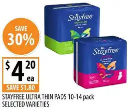 Supabarn Stayfree ultra thin pads offer
