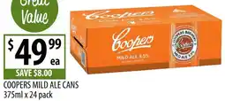 Supabarn Coopers mild ale cans offer