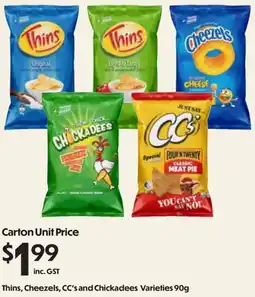 Campbells Wholesale Thins, Cheezels, CC's and Chickadees Varieties offer