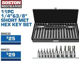 Burson Auto Parts Boston mechanic 11pc 1/4" short met hex key set offer