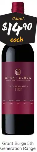 Cellarbrations Grant Burge 5th Generation Range offer