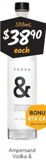 Cellarbrations Ampersand Vodka & offer