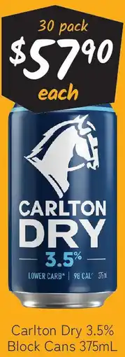 Cellarbrations Carlton Dry 3.5% Block Cans offer