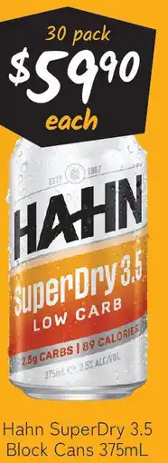 Cellarbrations Hahn SuperDry 3.5 Block Cans offer