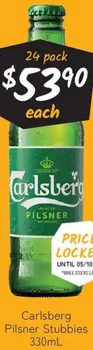 Cellarbrations Carlsberg Pilsner Stubbies offer