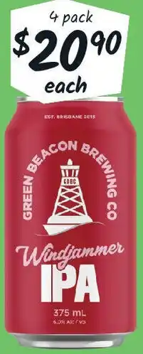 Cellarbrations Green Beacon Windjammer IPA Cans offer