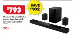 Harvey Norman TCL 7.1.4-Channel Dolby Atmos Soundbar with Wireless Subwoofer offer