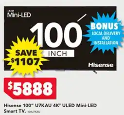 Harvey Norman Hisense 100 U7KAU 4K ULED Mini-LED Smart Hisense 100" U7KAU 4K* ULED Mini-LED Smart TV offer