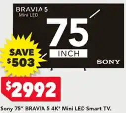 Harvey Norman Sony 75" BRAVIA 5 4K* Mini LED Smart TV. offer