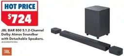 Harvey Norman JBL BAR 800 5.1.2-Channel Dolby Atmos Soundbar with Detachable Speakers. offer
