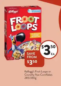 Foodworks Kellogg's Fruit Loops or Crunchy Nut Cornflakes offer