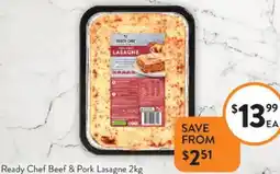 Foodworks Ready Chef Beef & Pork Lasagne offer