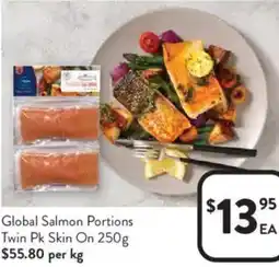 Foodworks Global Salmon Portions Twin Pk Skin On offer