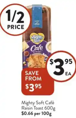 Foodworks Mighty Soft Café Raisin Toast offer