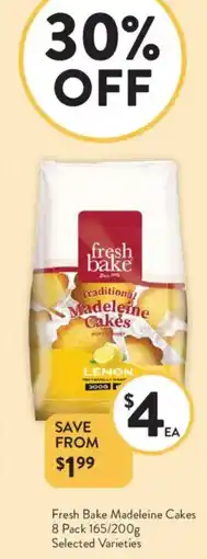 Foodworks Fresh Bake Madeleine Cakes 8 Pack offer