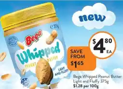 Foodworks Bega Whipped Peanut Butter Light and Fluffy offer
