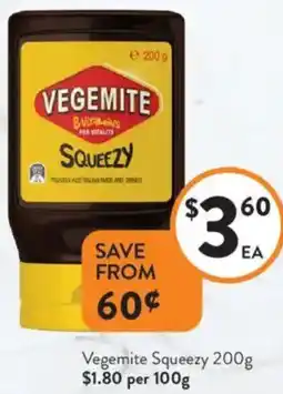 Foodworks Vegemite Squeezy offer