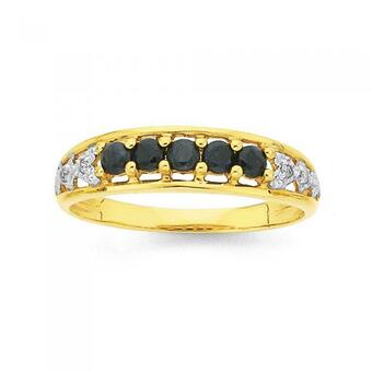 Prouds 9ct Gold Natural Sapphire and Diamond Ring offer