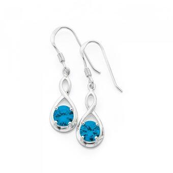 Prouds Sterling Silver Blue Cubic Zirconia Infinity Hook Earrings offer