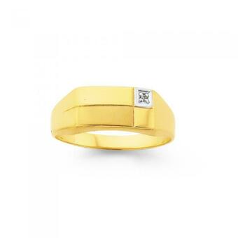 Prouds 9ct Gold Diamond Set Gents Ring offer