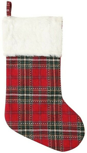 Heirloom Fabric Tartan Plaid with Fur Trim Stocking