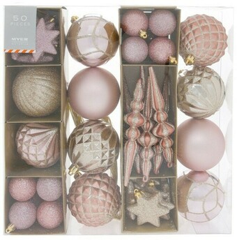 Myer Luxe 50pk Shatterproof Ornaments in Mixed Colours and Sizes offer