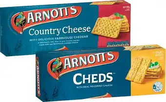 IGA Arnott's Country Cheese or Cheds Crackers 250g offer
