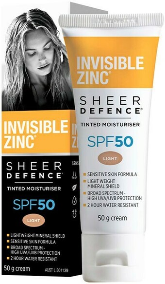 Priceline Invisible Zinc Sheer Defence Tinted Moisturiser SPF 50 50g offer