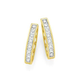 Angus & Coote 9ct Gold Diamond Huggie Earrings offer