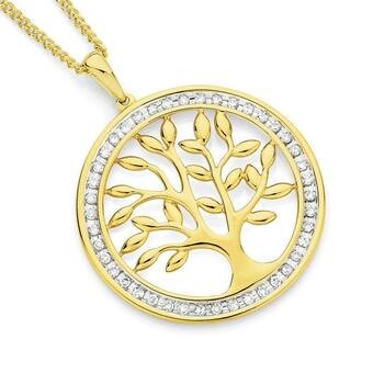 Angus & Coote 9ct Gold Diamond Tree of Life Circle Pendant offer