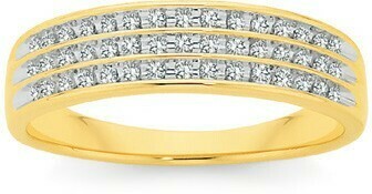Angus & Coote 9ct Gold Diamond 3 Row Band offer