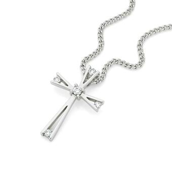 Angus & Coote 9ct White Gold Diamond Cross Pendant offer