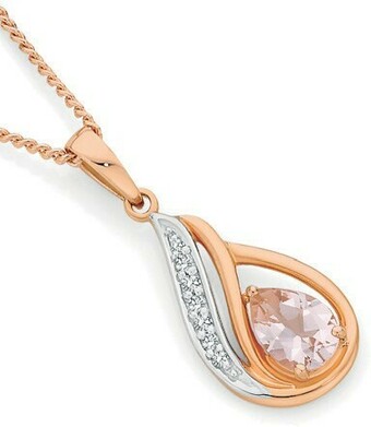 Angus & Coote 9ct Rose Gold Morganite & Diamond Pendant offer