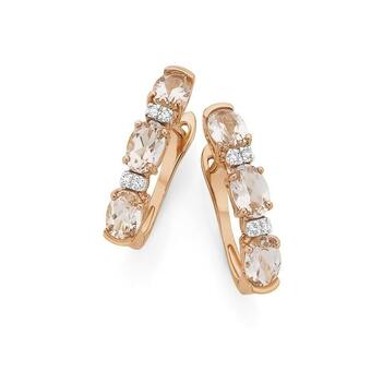 Angus & Coote 9ct Rose Gold Morganite with Diamond Accents Huggie Earrings offer