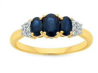 Angus & Coote 9ct Gold Sapphire & Diamond Trilogy Ring offer