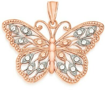 9ct Rose Gold Filigree Butterfly Pendant