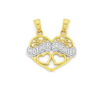 Angus & Coote 9ct Gold Two Tone Mother & Daughter Pendant offer