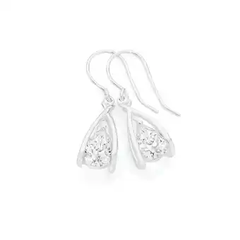 Angus & Coote Sterling Silver Large Pear Cubic Zirconia In Open Cage Hook Drop Earrings offer