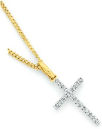 Angus & Coote 9ct Gold Diamond Cross Pendant offer