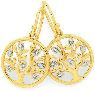 Angus & Coote 9ct Gold Diamond Tree Of Life Hook Earrings offer