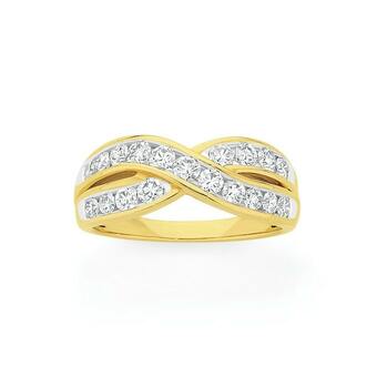 Angus & Coote 9ct Gold Diamond Crossover Dress Ring offer