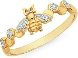 Goldmark 9ct Gold Two Tone Bee & Honeycomb Dress Ring offer