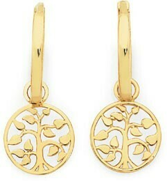 Goldmark 9ct Gold Tree of Life Drop Huggie Earrings offer