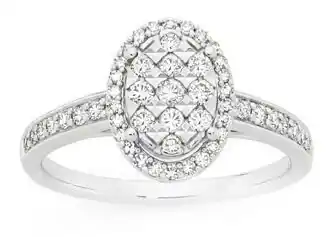 9ct White Gold Diamond Oval Shape Ring