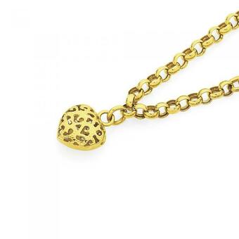 Goldmark 9ct Gold 19cm Hollow Belcher Bracelet with Heart offer