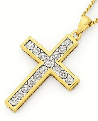 Goldmark 9ct Gold Diamond Cross Pendant offer