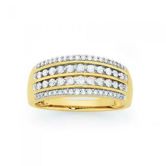 Goldmark 9ct Gold Diamond Four Row Dress Ring offer