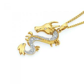 Goldmark 9ct Gold Diamond Dragon Pendant offer