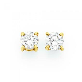 18ct Gold Diamond Round Brilliant Cut Stud Earrings